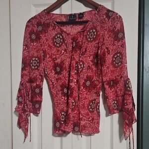 Red Floral Women's Top
